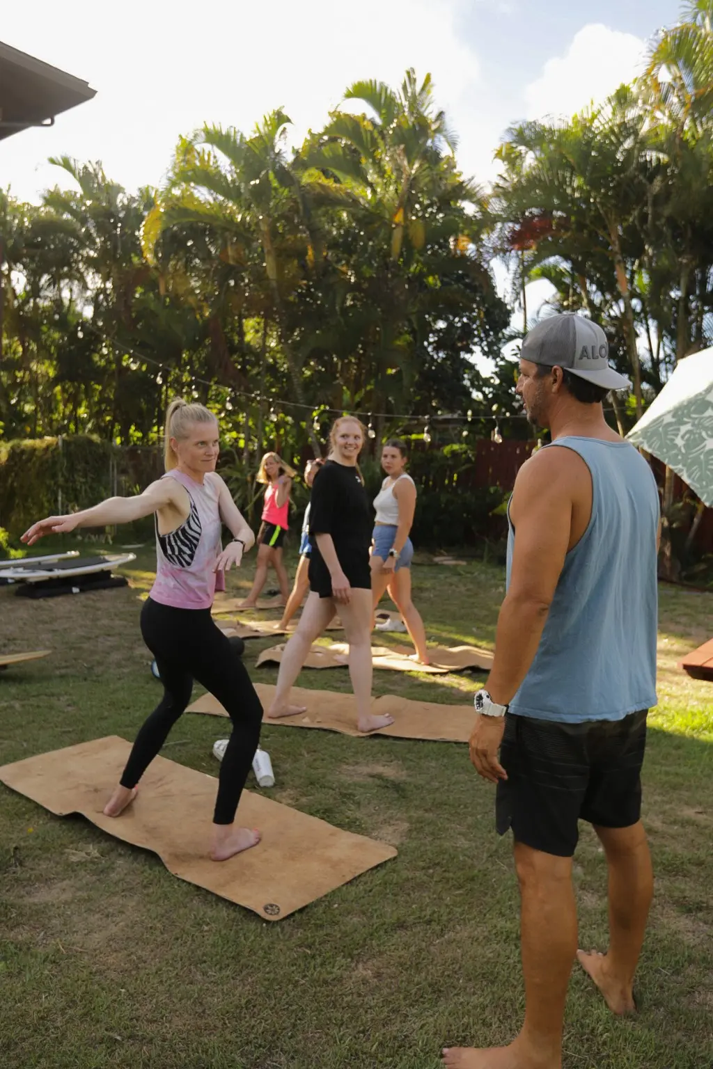 Daniel leading surf technique training with adult guests
