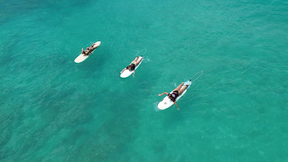Three surfers